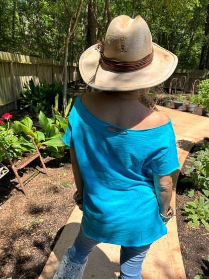 Electric Blue Rip Tattered Shirt