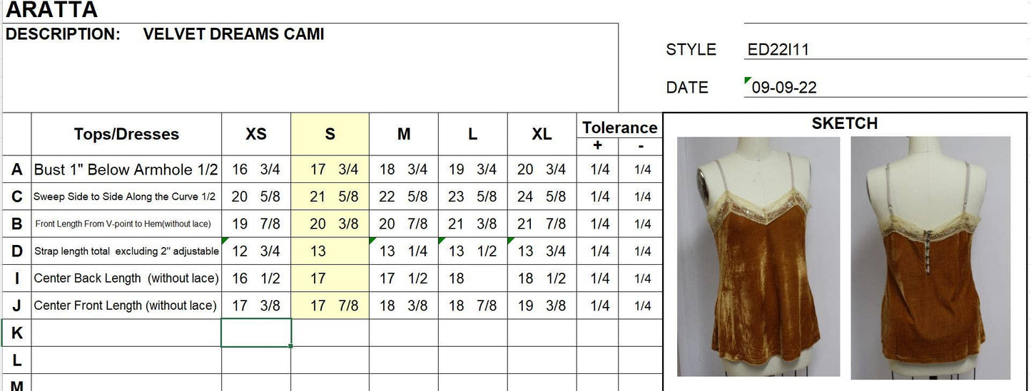 Velvet Dreams Cami Tank Top (Beaded Trim)