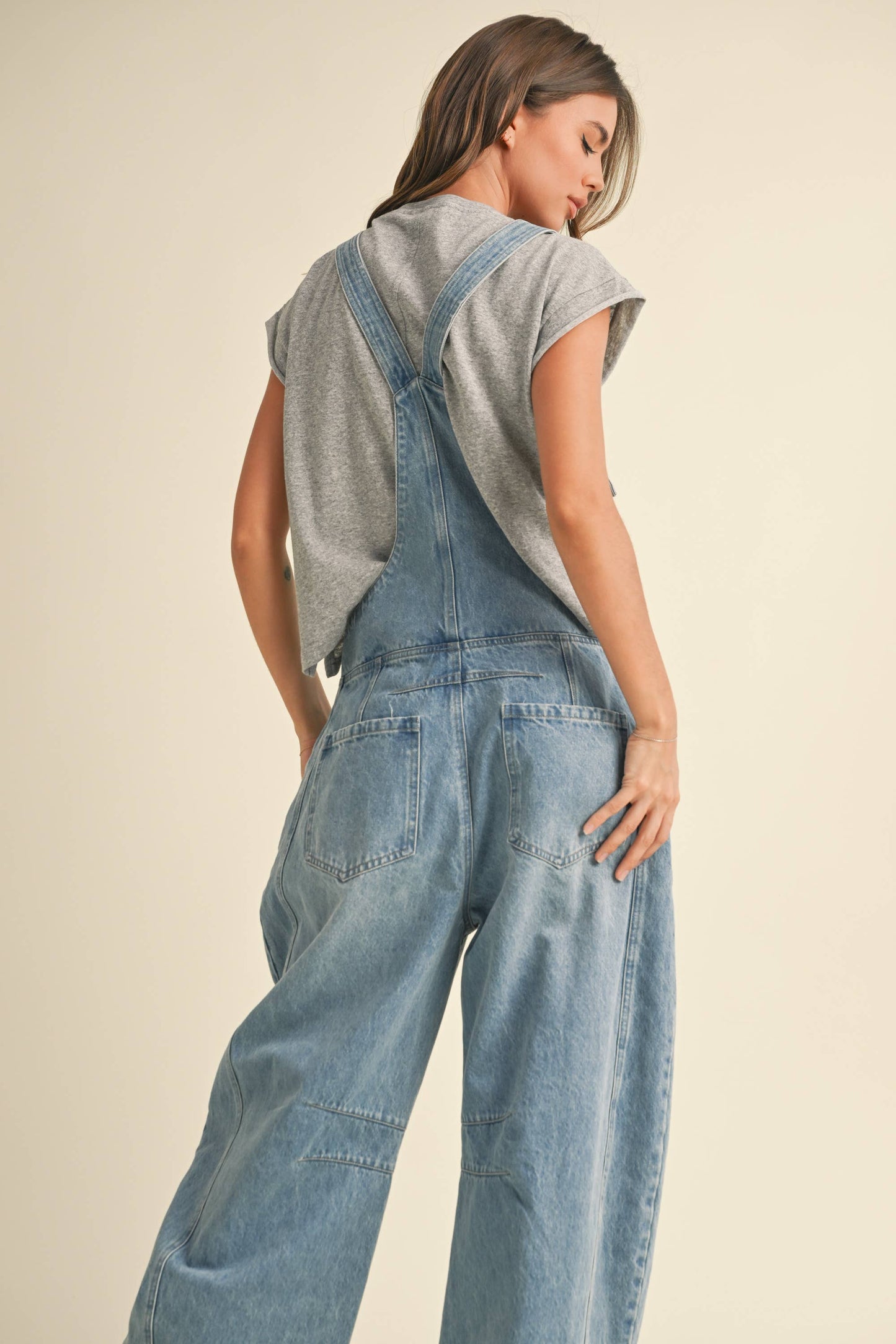 BARREL DENIM OVERALLS