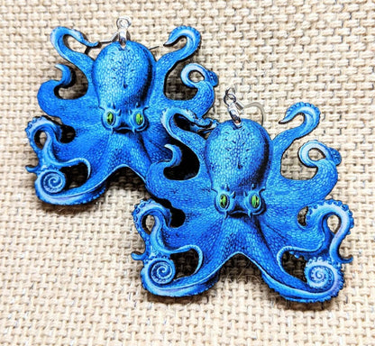 Blue Octopus Earrings