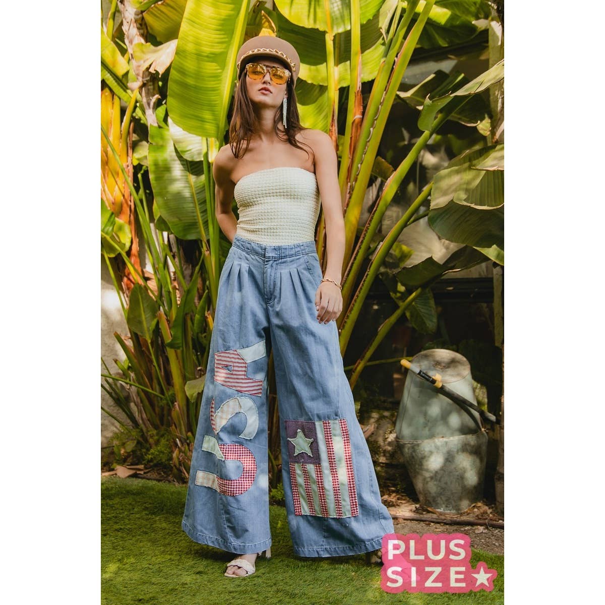 AMERICAN FLAG CHAMBRAY USA PANTS (PLUS SIZE)