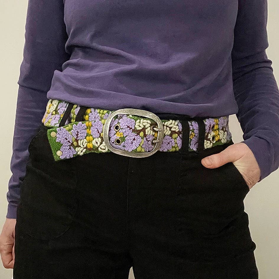 Wisteria Embroidered Wool Belt