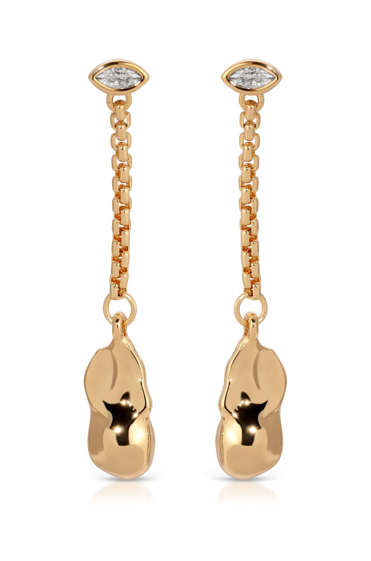 Drop Chain Hammered Earring