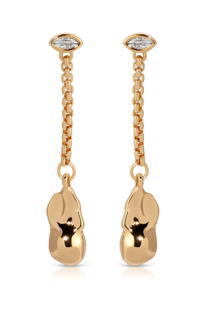 Drop Chain Hammered Earring