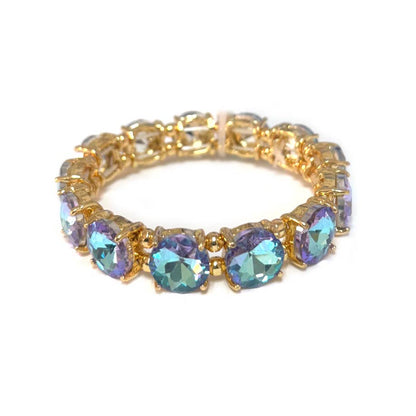 12MM Round Cut Glass Crystal Linked Stretch Bracelet