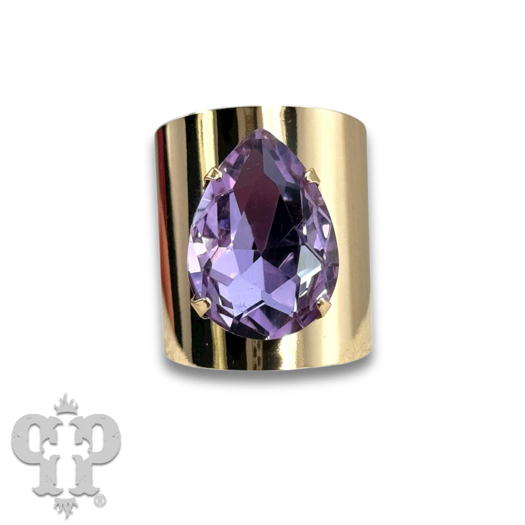 Rhinestone teardrop adjustable base statement ring