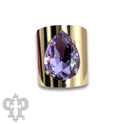 Rhinestone teardrop adjustable base statement ring