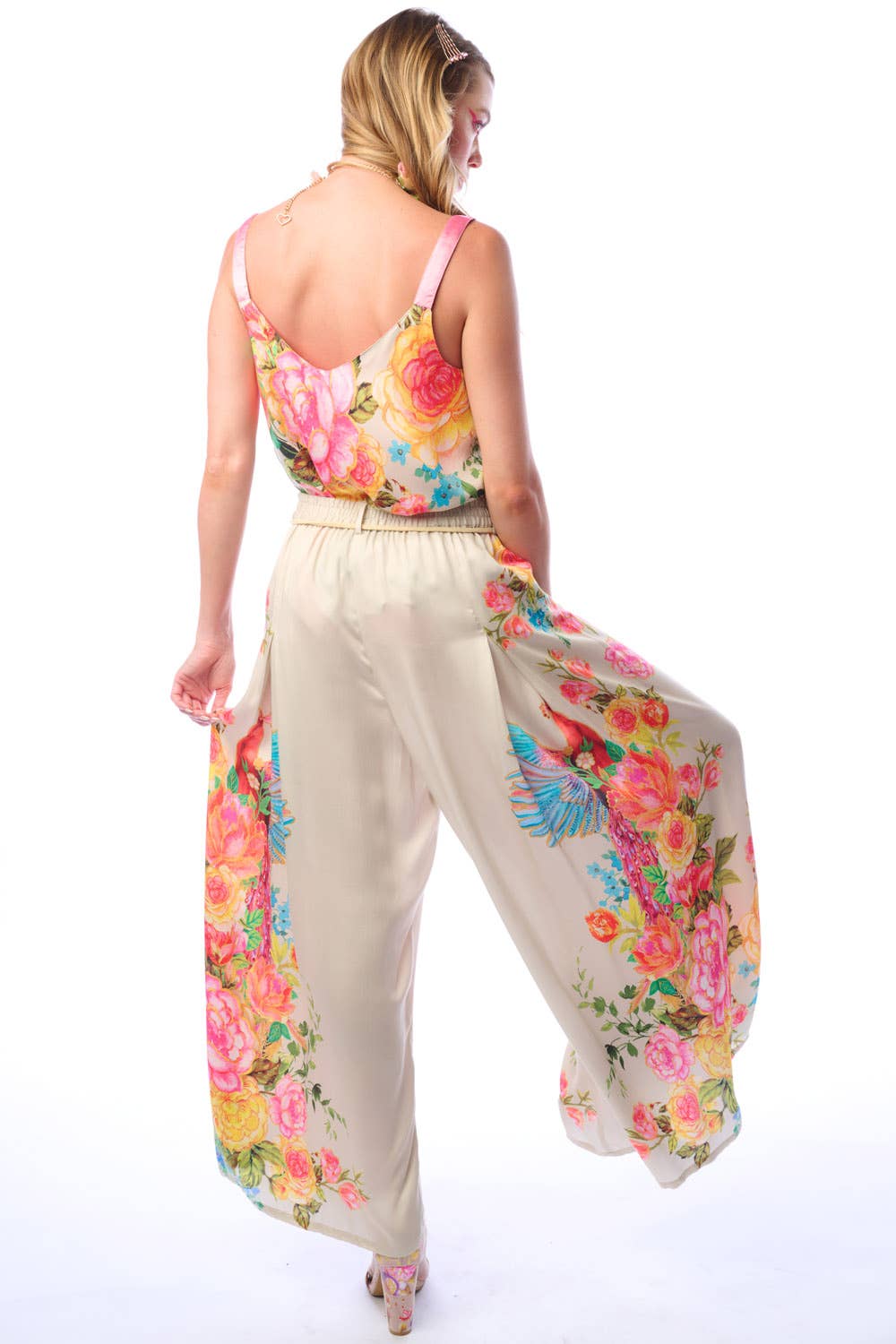 Earth Angels Pants | Wide Leg Pants | Peacock Print Pants