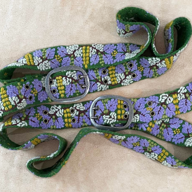 Wisteria Embroidered Wool Belt