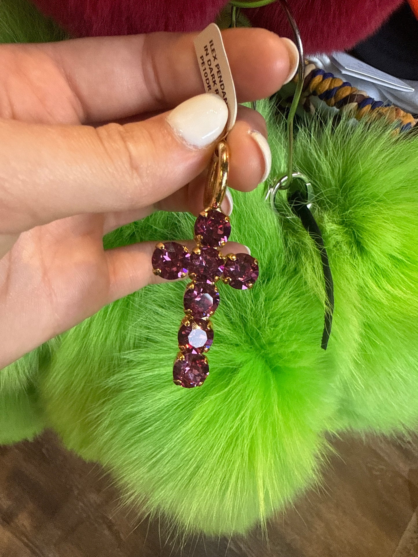 Ilex Dark Rose Cross Pendant
