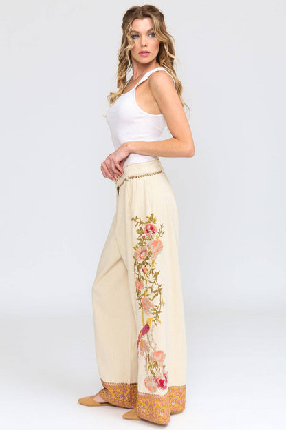 Time To Shine Denim Pants | Wide Leg Pants | Floral Pants