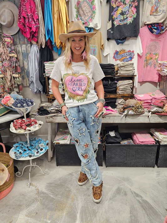 Lion Hearted Girl Tattered T-Shirt