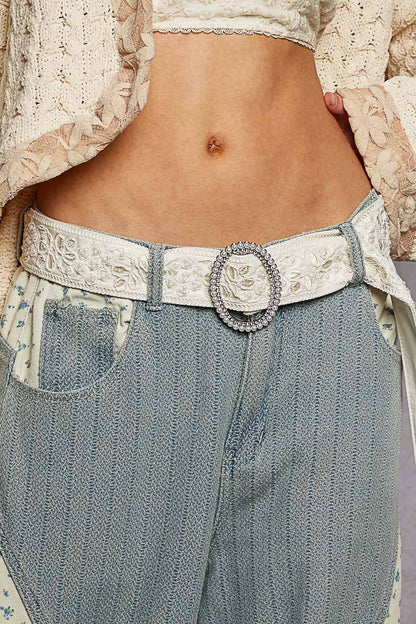 Floral Satin Lace Pearl Belt