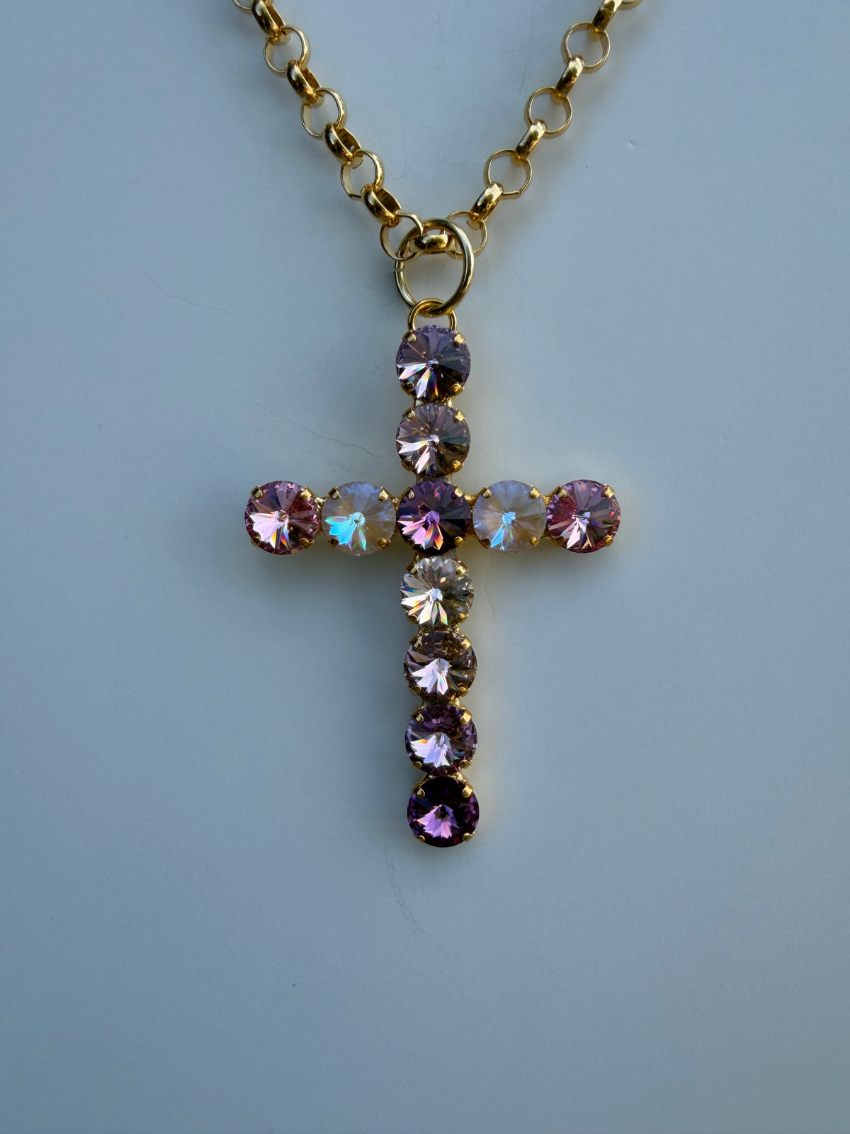 WETSTONE: Amethyst Silk 3” Cross Necklace