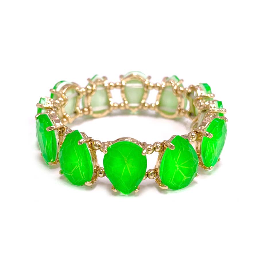 Neon & Pastel Teardrop Glass Crystal Bead Stretch Bracelet