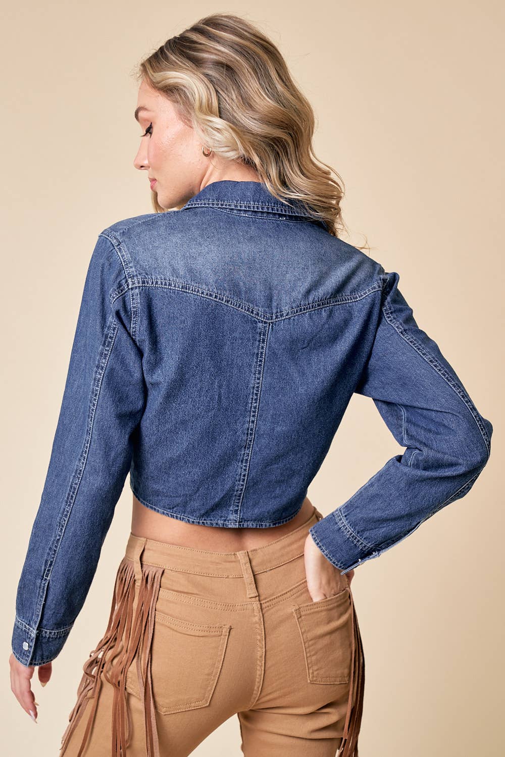 WESTERN TIE FRONT BUTTON DOWN  DENIM TOP