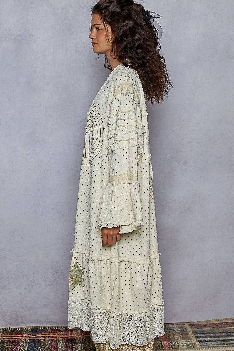 Vintage Peace Sign Long Cardigan/Duster