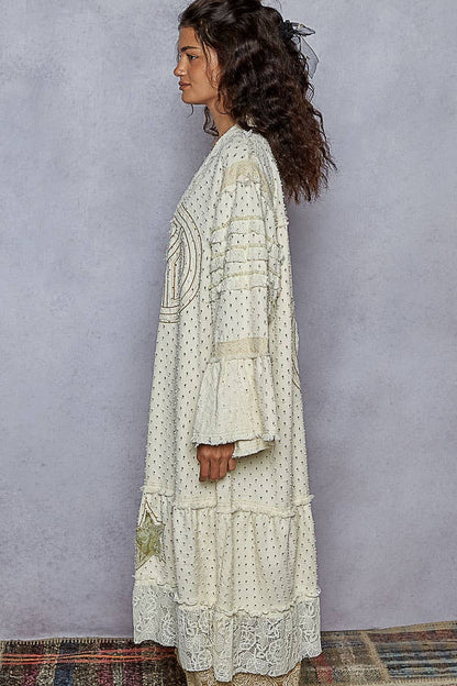 Vintage Peace Sign Long Cardigan/Duster