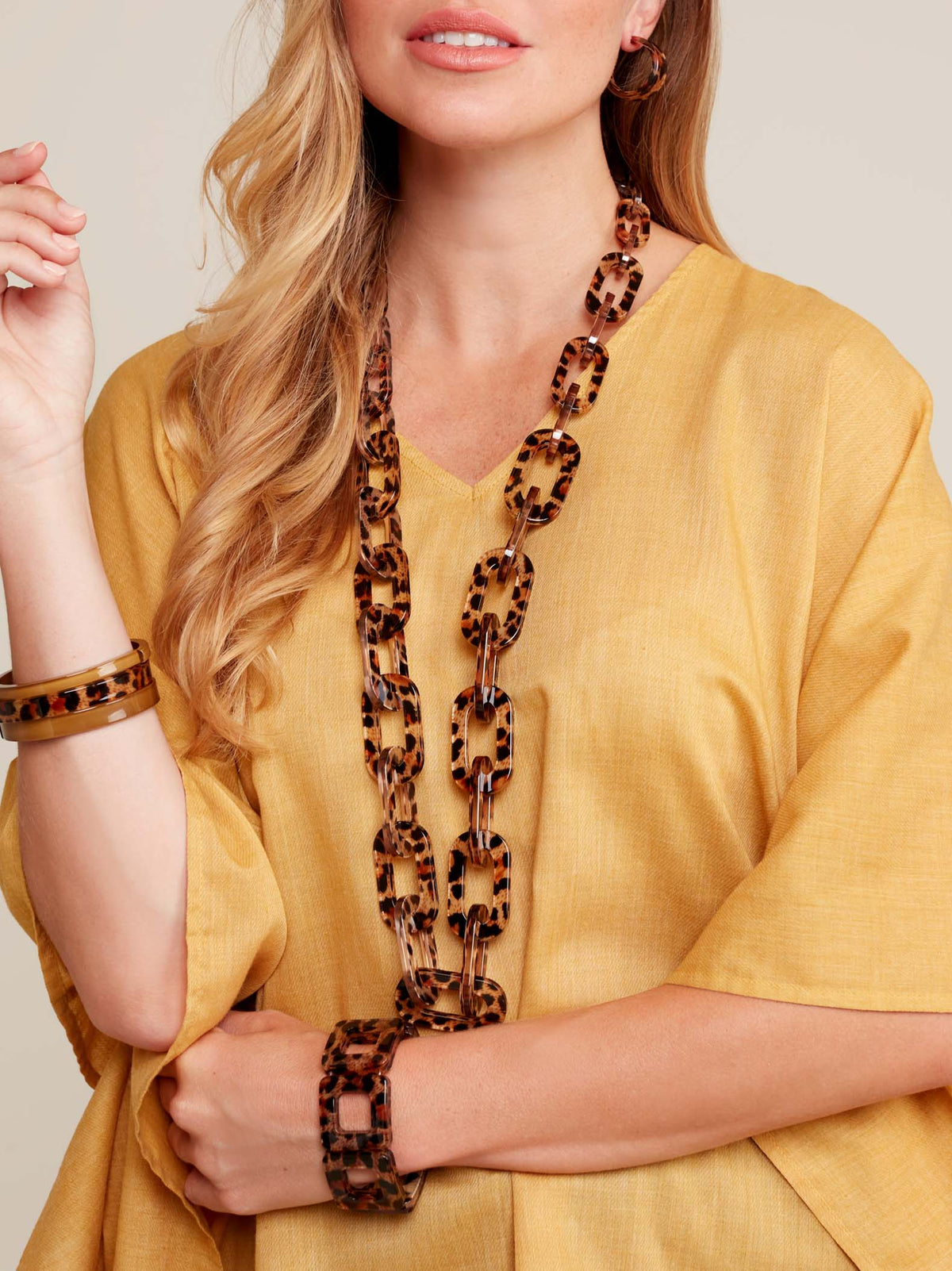 Resin Leopard Link Long Necklace Jewelry