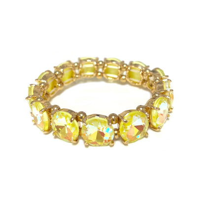 12MM Round Cut Glass Crystal Linked Stretch Bracelet