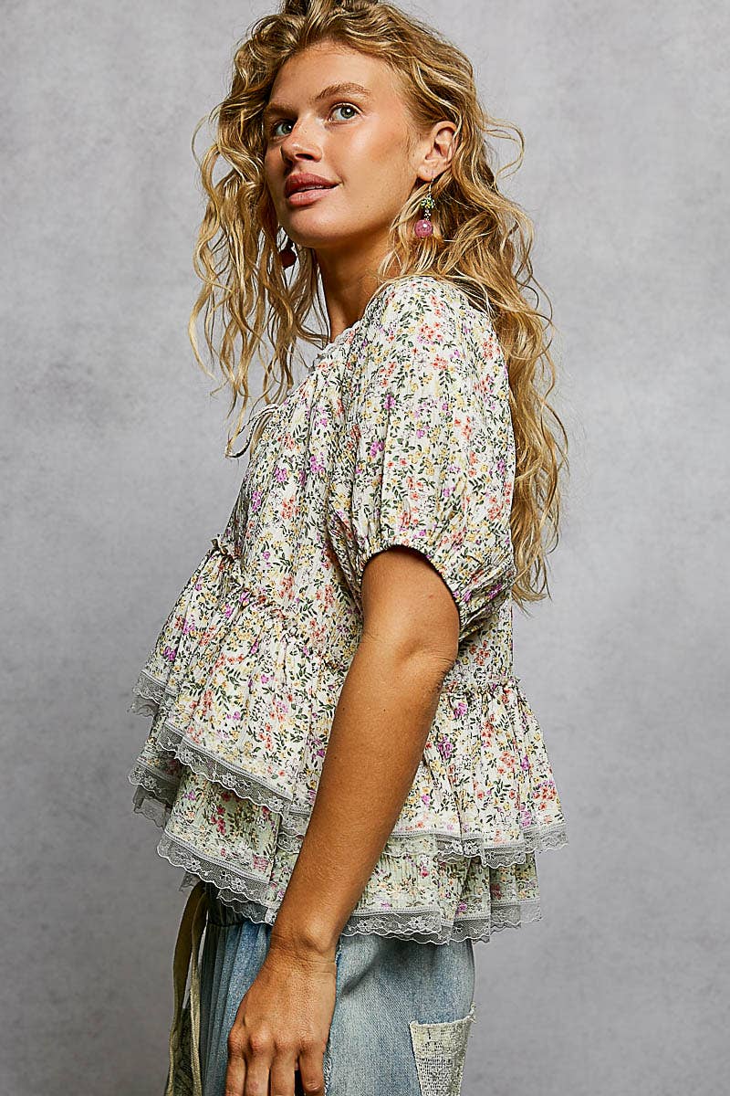 Prairie Love Ruffle Balloon Sleeve Top