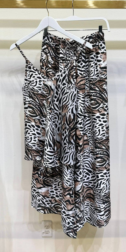 ZEBRA PATCH PRINT WIDE LEG PANTS