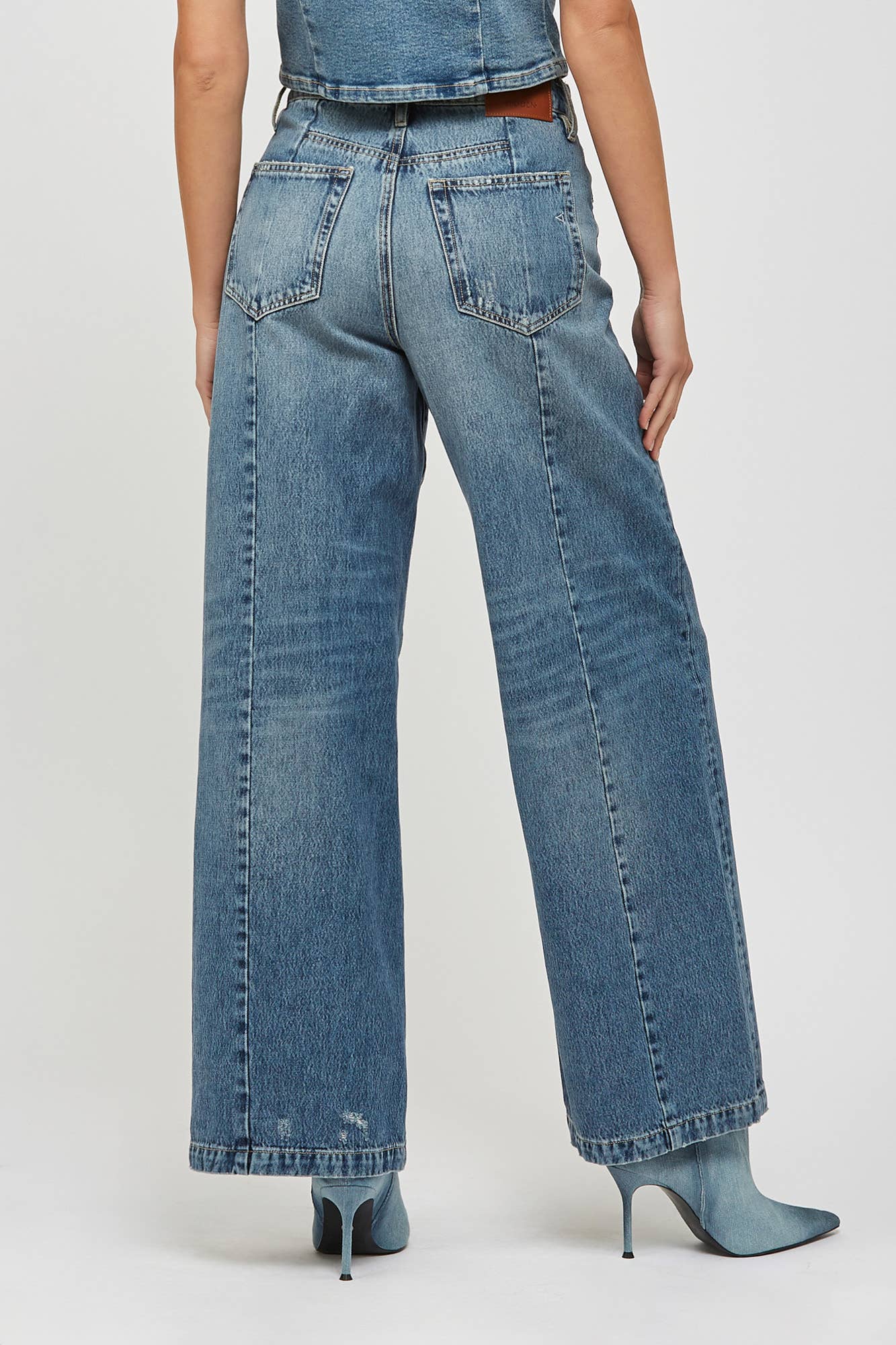 Medium Dark Moto Seam Extra Wideleg