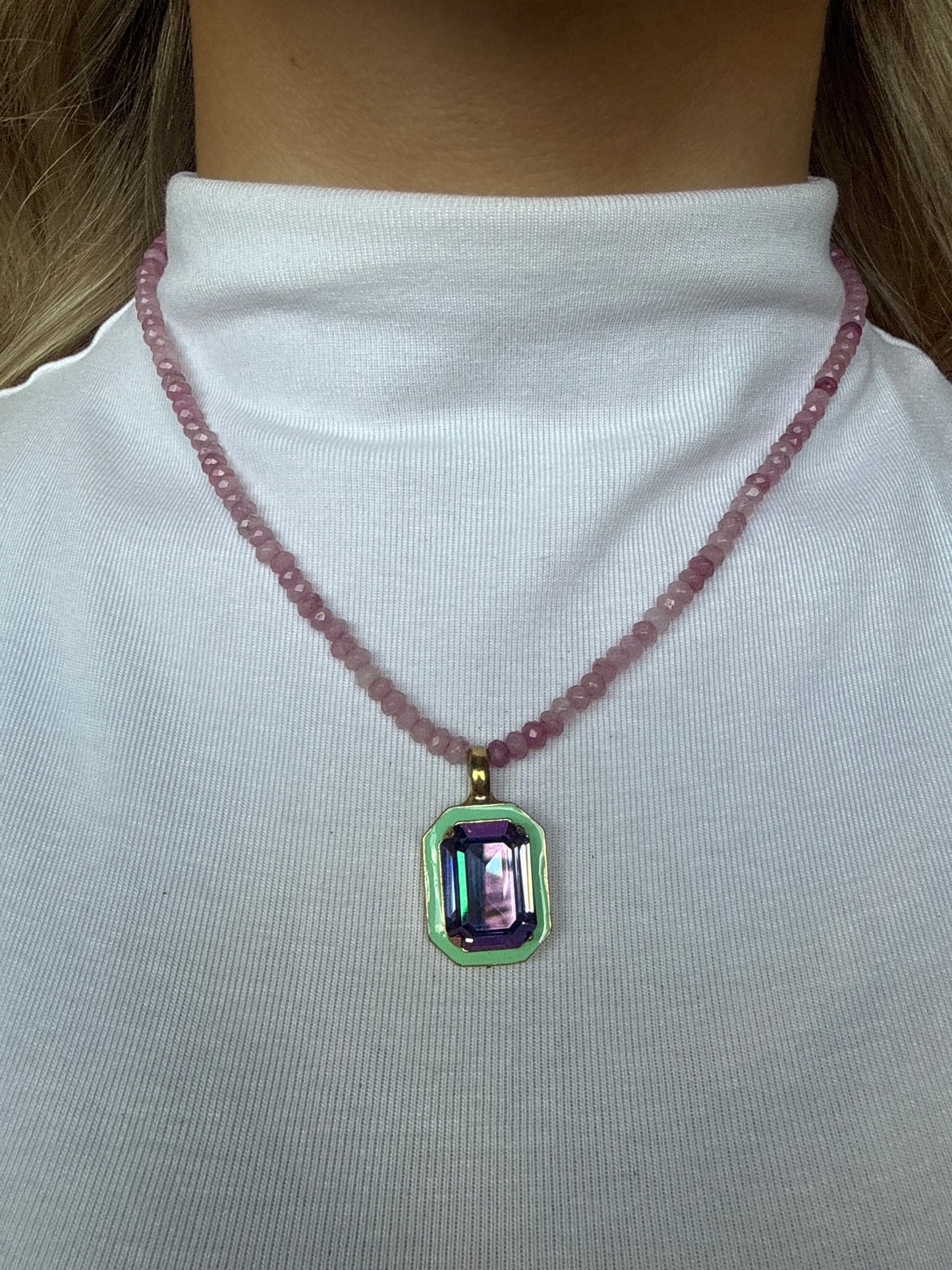 Dakota Pink And Mint Beaded Necklace