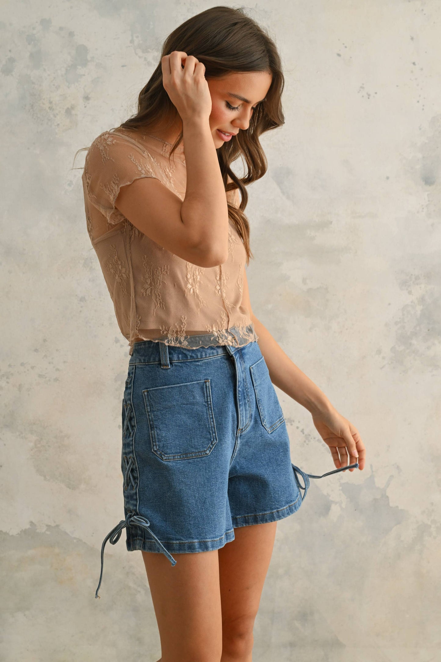 LACE FABRIC WITH TANK TOP LINED TOP