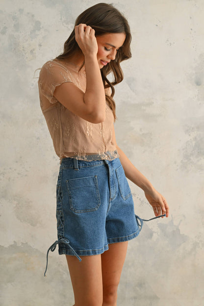 LACE FABRIC WITH TANK TOP LINED TOP