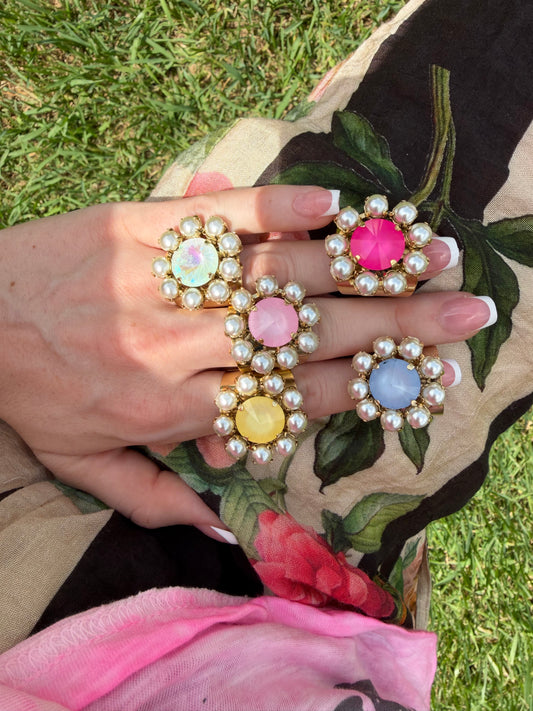 TWIGGY RING ULTRA LIGHT BLUE W PEARLS