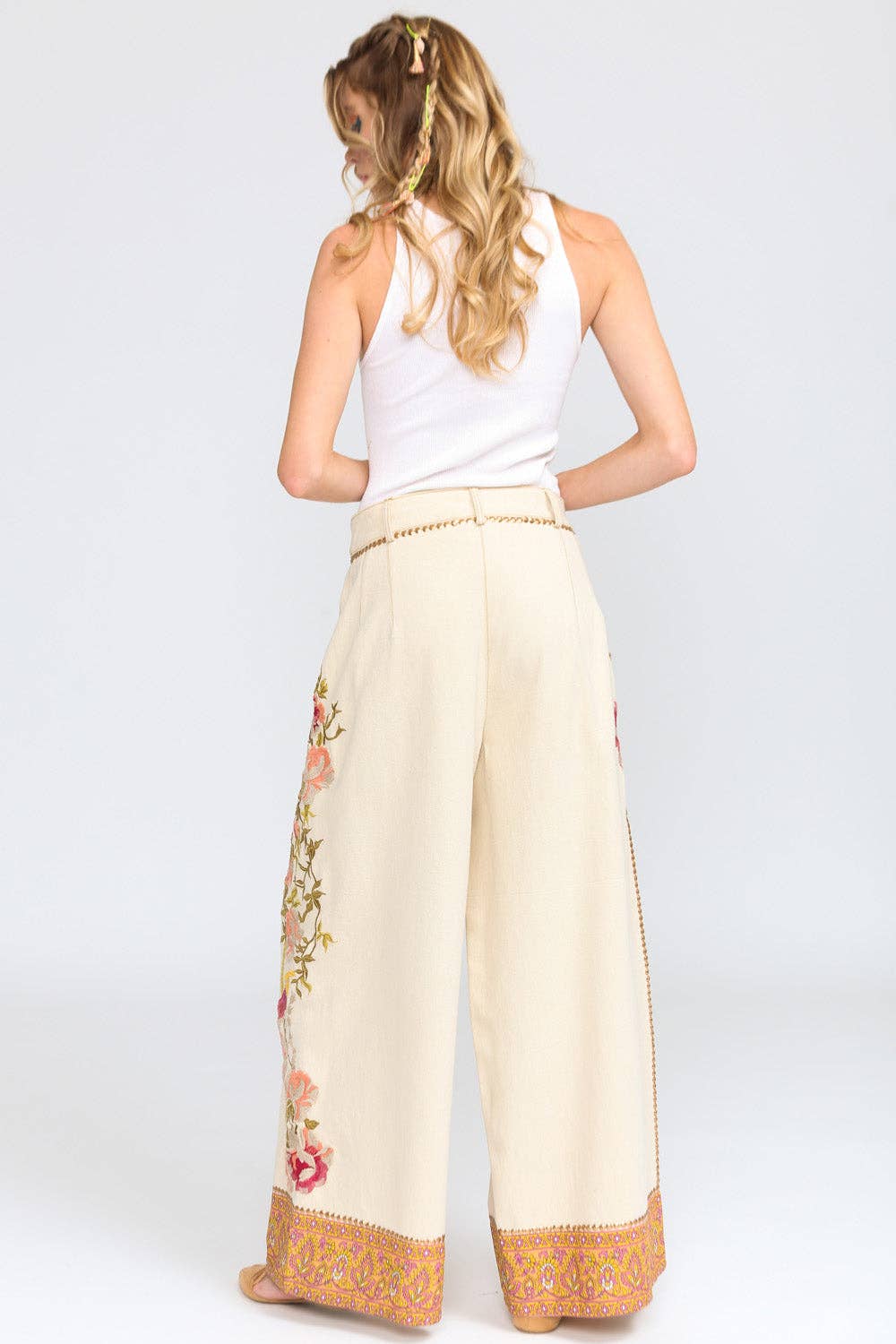 Time To Shine Denim Pants | Wide Leg Pants | Floral Pants