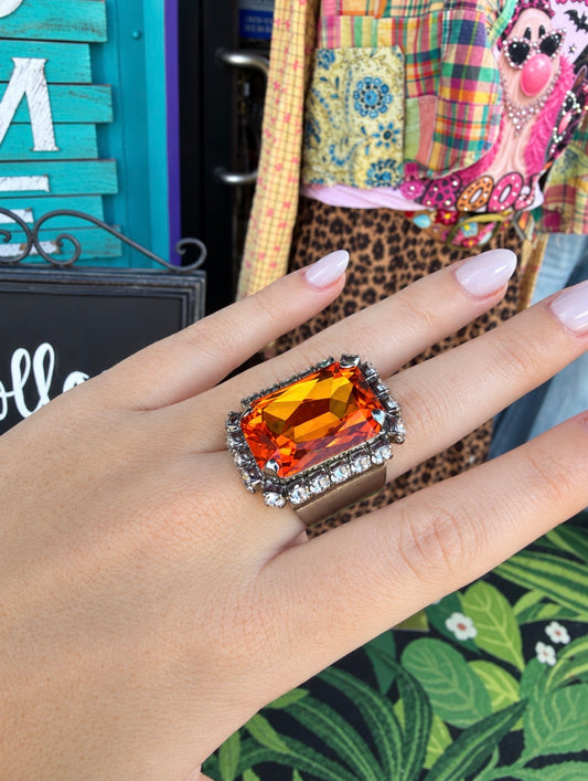 WETSTONE: Fire Orange Gunmetal Femme Fatale Ring