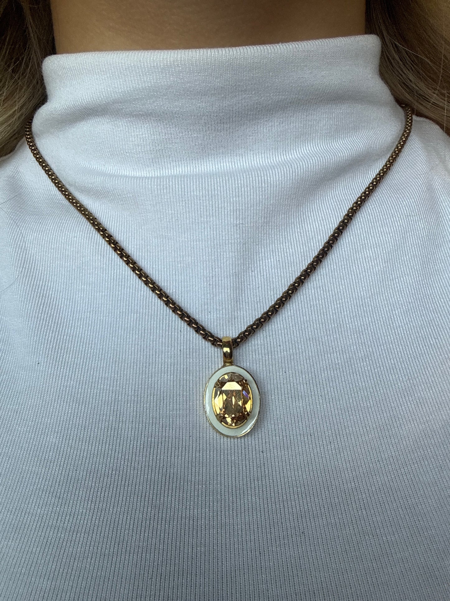 Dakota White And Orange Pendant Necklace