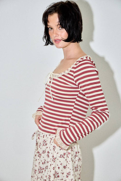 STRIPE SQUARED LONG SLEEVE TOP