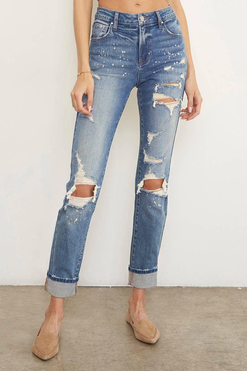 Distressed Girlfriend Skinny Jeans
