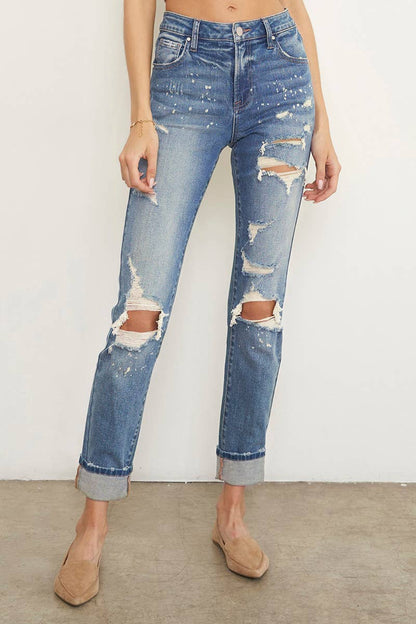Distressed Girlfriend Skinny Jeans