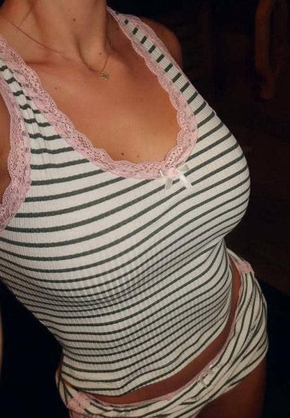 Striped Tank and Shorts Pajama Set