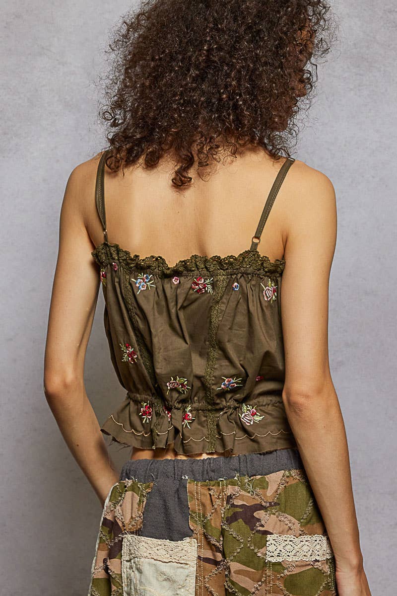 Embroidered Poplin Tank Top
