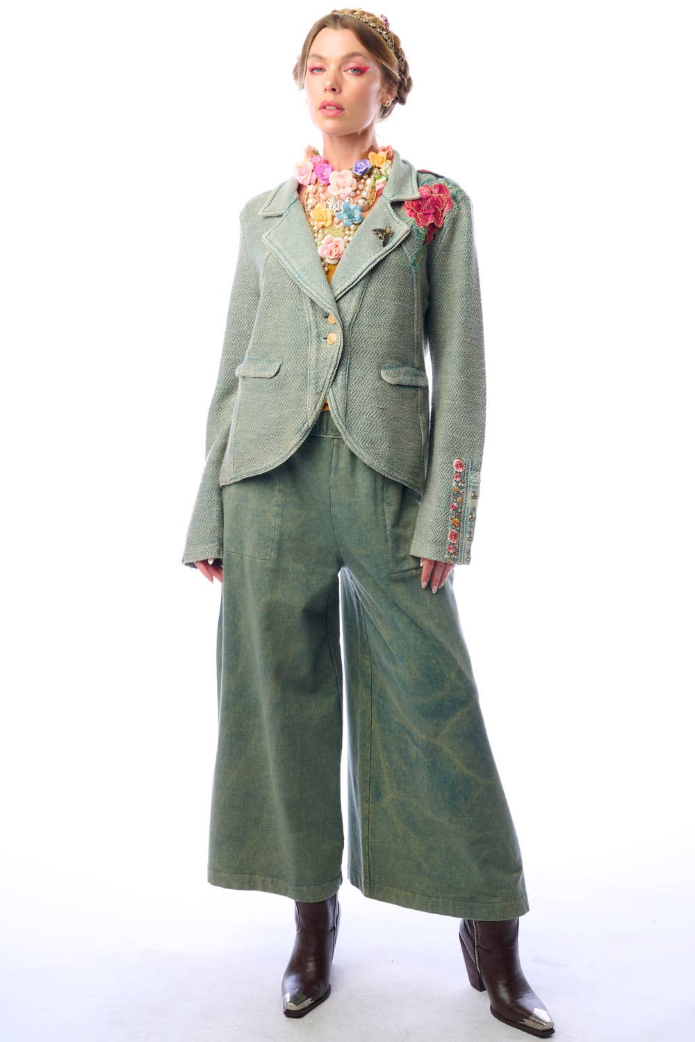 Alba Green Terry  Blazer