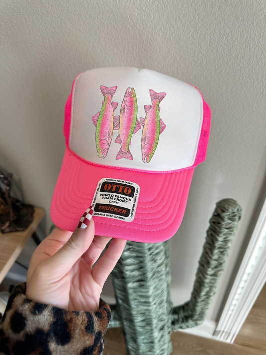 Pink Trout Trucker Hat (Multiple Color Options)