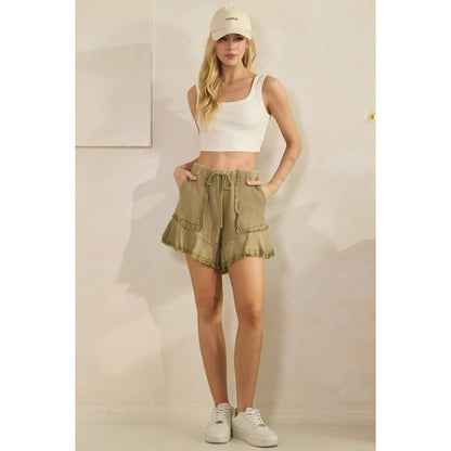 WAFFLE FRINGE CARGO SHORTS