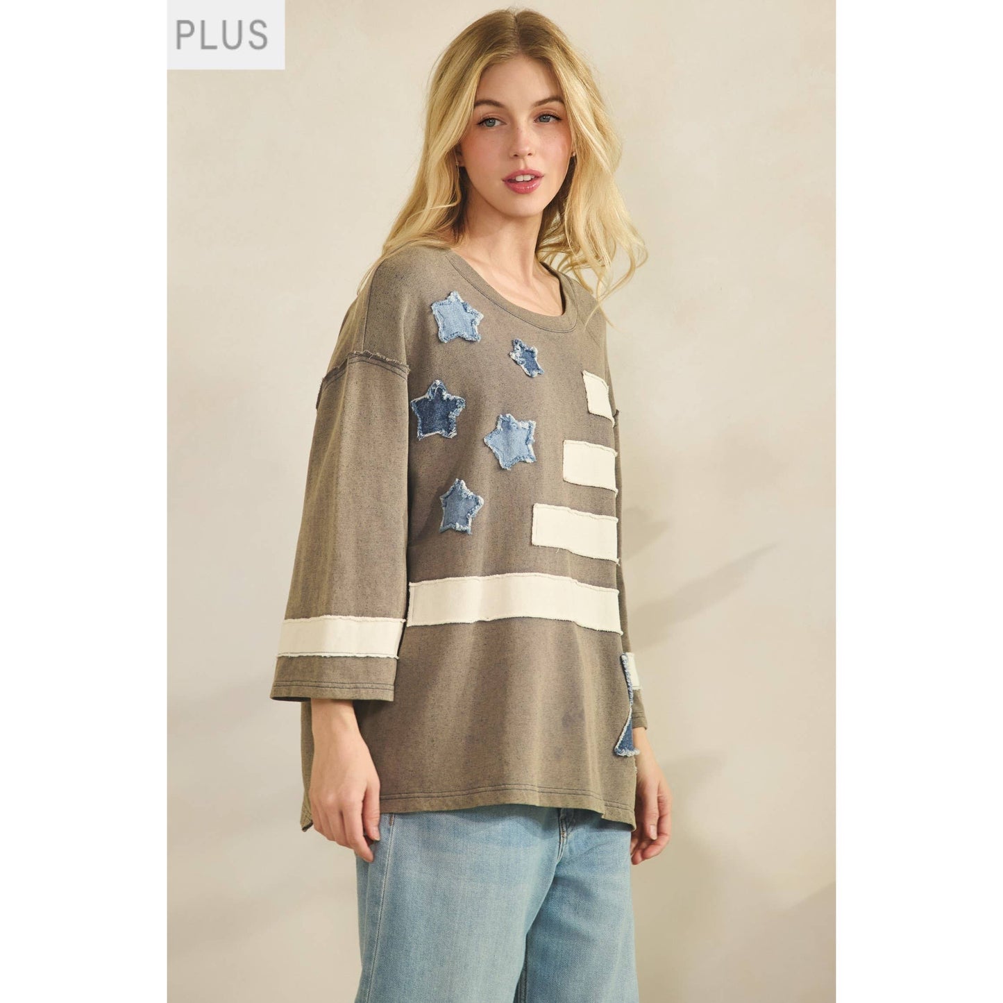 STAR SPANGLED OVERSIZED SWEATSHIRT PLUS SIZE