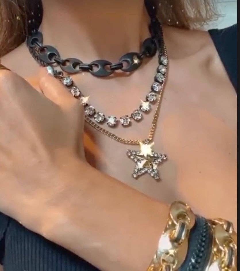Layered Star In Gold Necklace