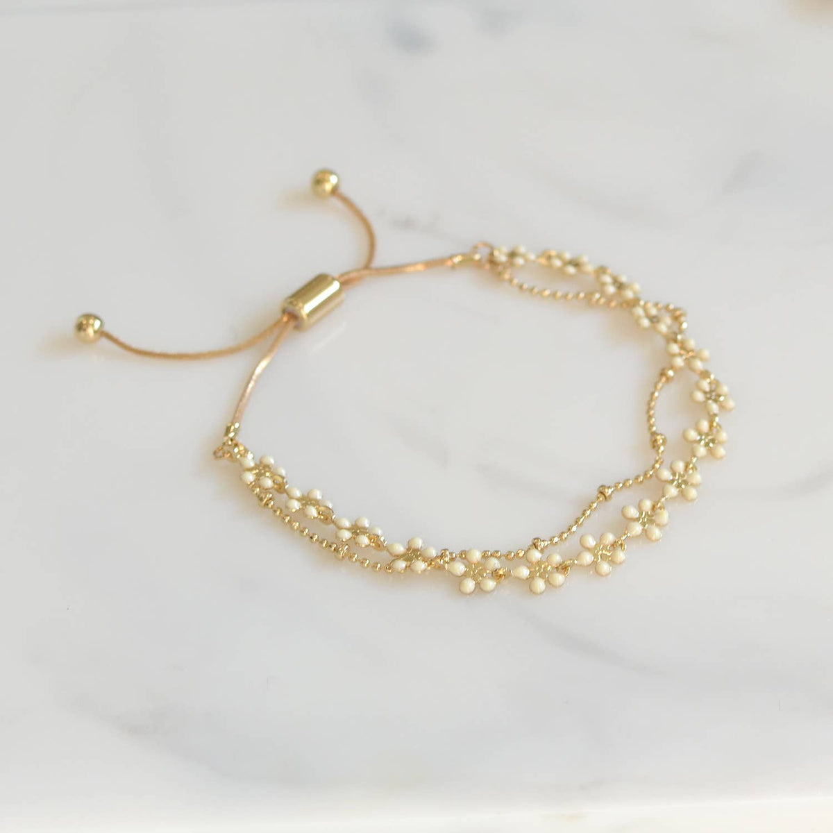 Color Epoxy Enamel Flower Adjustable Chain Bracelets