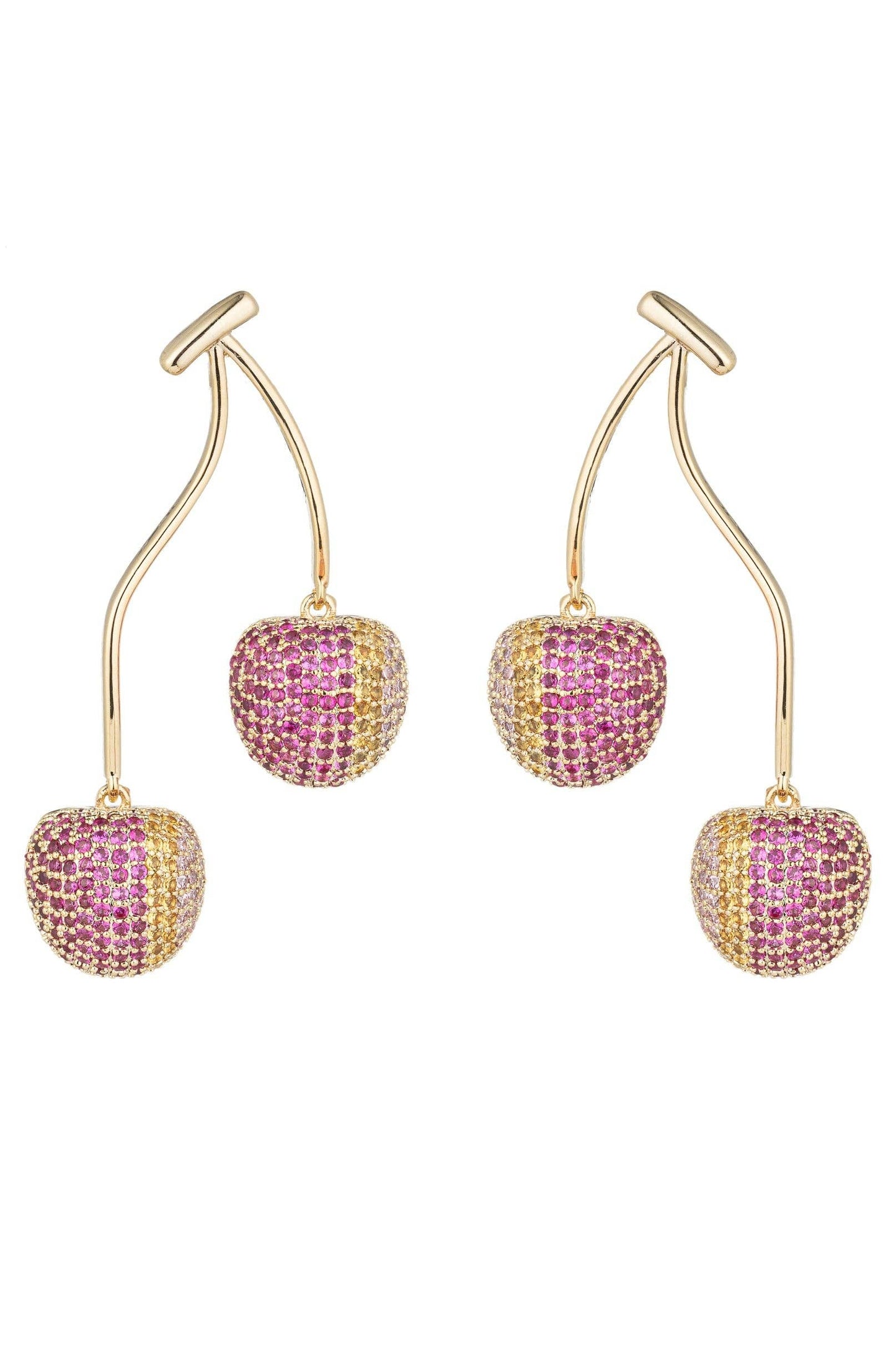 Double Cherry CZ Drop Earrings