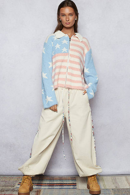 Pink USA Flag Mohair Jacket