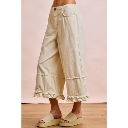 MID RISE RUFFLED HEM BLOOMER JEANS