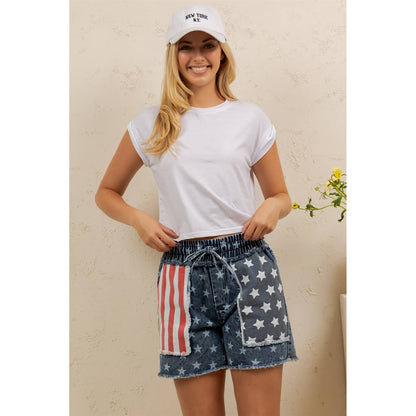 FREEDOM PATCH DENIM SHORTS