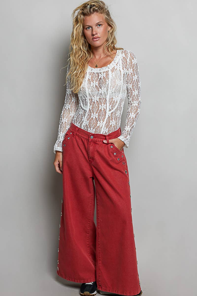 Long Sleeve Lace Knit Top